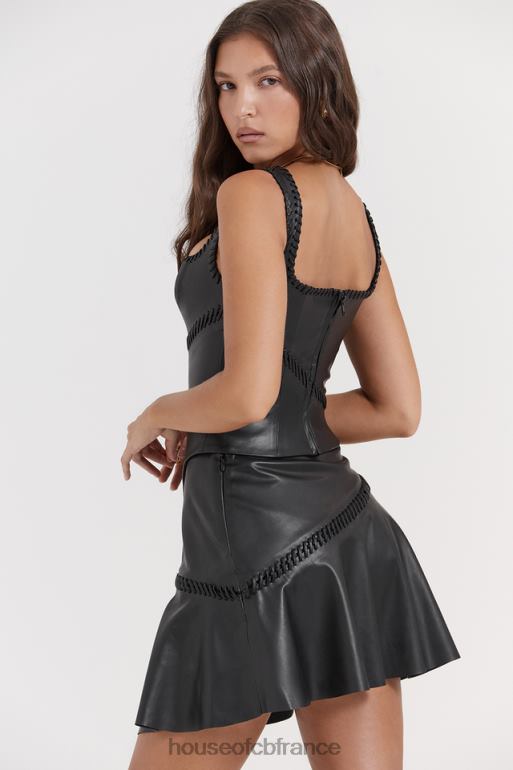 House of CB corset en cuir végétalien noir Leonie N888H16 vêtements