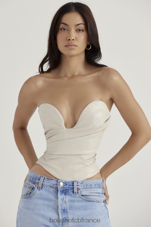 House of CB corset en cuir végétalien à plongée brouillard saffira N888H50 vêtements