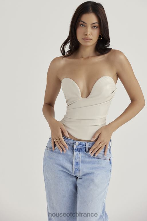 House of CB corset en cuir végétalien à plongée brouillard saffira N888H50 vêtements