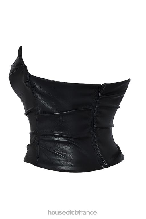 House of CB corset en cuir végétalien plongeant noir saffira N888H4 vêtements