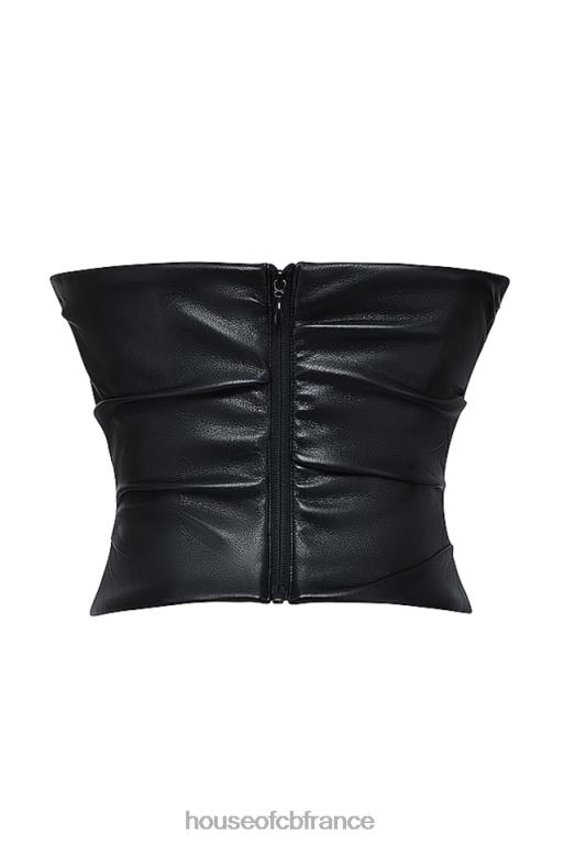House of CB corset en cuir végétalien plongeant noir saffira N888H4 vêtements