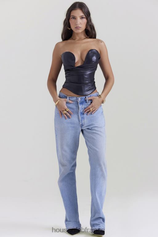 House of CB corset en cuir végétalien plongeant noir saffira N888H4 vêtements