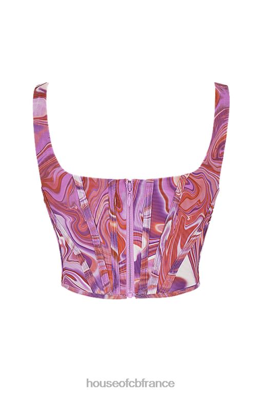 House of CB corset en maille à imprimé tourbillon violet ninetta N888H85 vêtements
