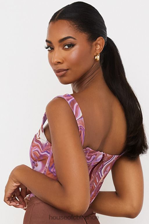 House of CB corset en maille à imprimé tourbillon violet ninetta N888H85 vêtements