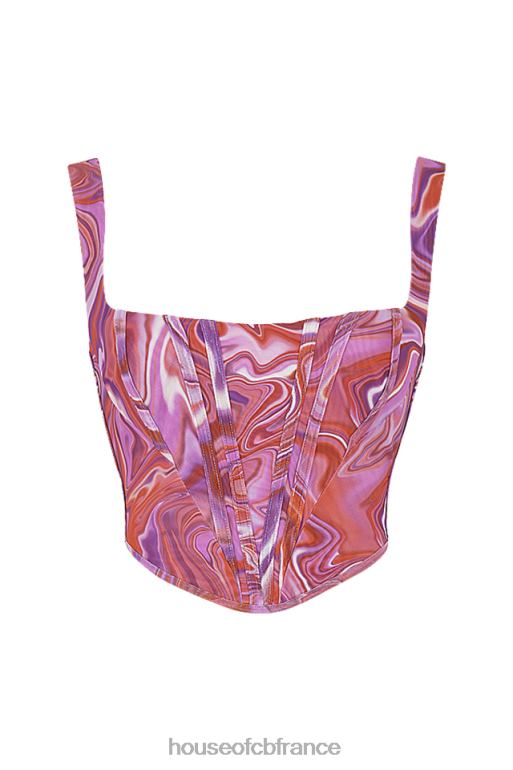 House of CB corset en maille à imprimé tourbillon violet ninetta N888H85 vêtements