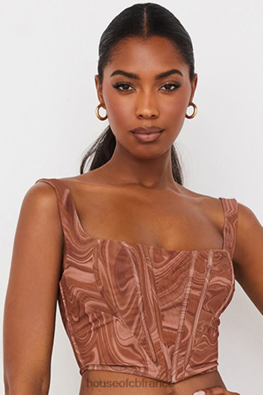 House of CB corset en résille à imprimé tourbillon ninetta N888H86 vêtements