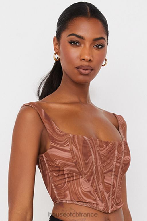 House of CB corset en résille à imprimé tourbillon ninetta N888H86 vêtements