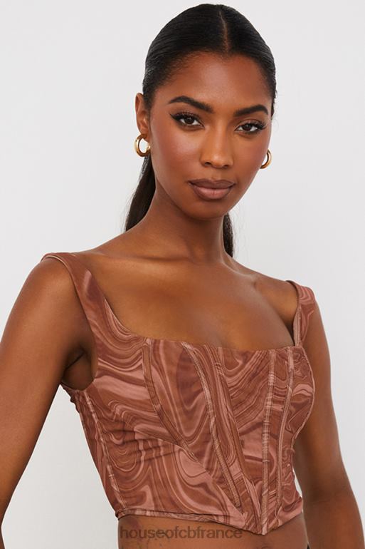 House of CB corset en résille à imprimé tourbillon ninetta N888H86 vêtements