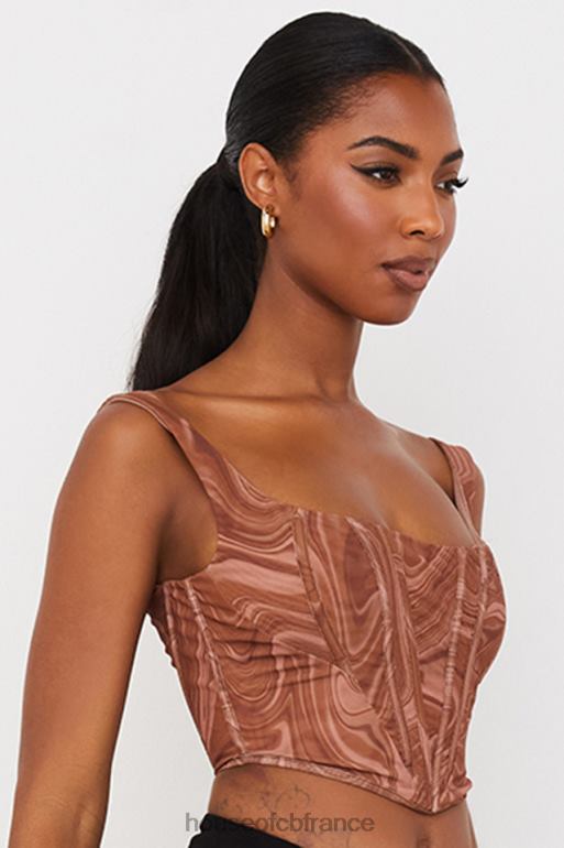 House of CB corset en résille à imprimé tourbillon ninetta N888H86 vêtements