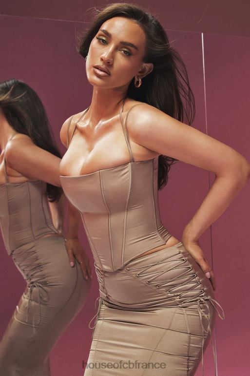 House of CB corset en satin chantelle latte N888H60 vêtements