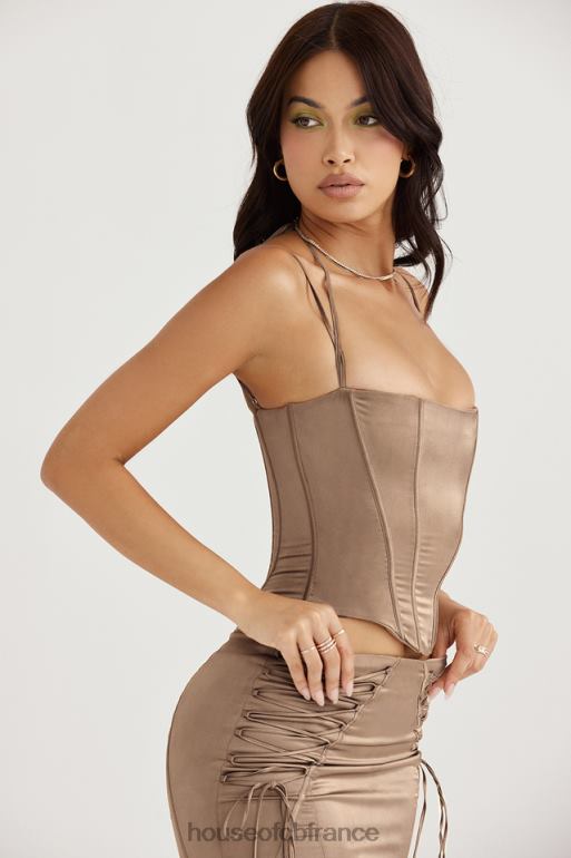 House of CB corset en satin chantelle latte N888H60 vêtements