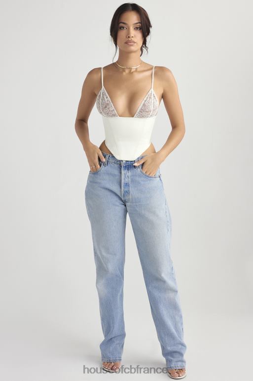 House of CB corset en satin et dentelle ivoire Emilee N888H53 vêtements