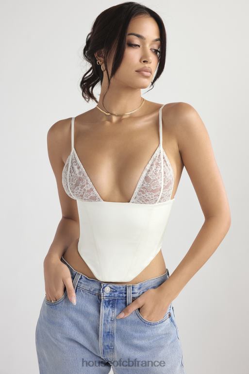 House of CB corset en satin et dentelle ivoire Emilee N888H53 vêtements