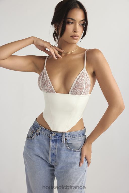 House of CB corset en satin et dentelle ivoire Emilee N888H53 vêtements