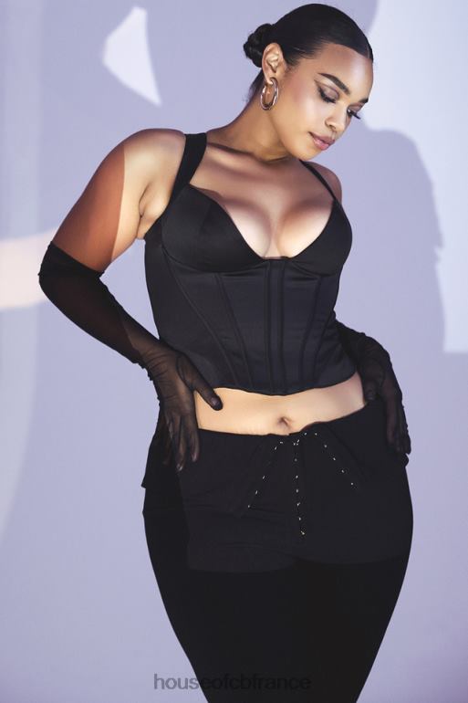 House of CB corset en satin noir liberty N888H76 vêtements