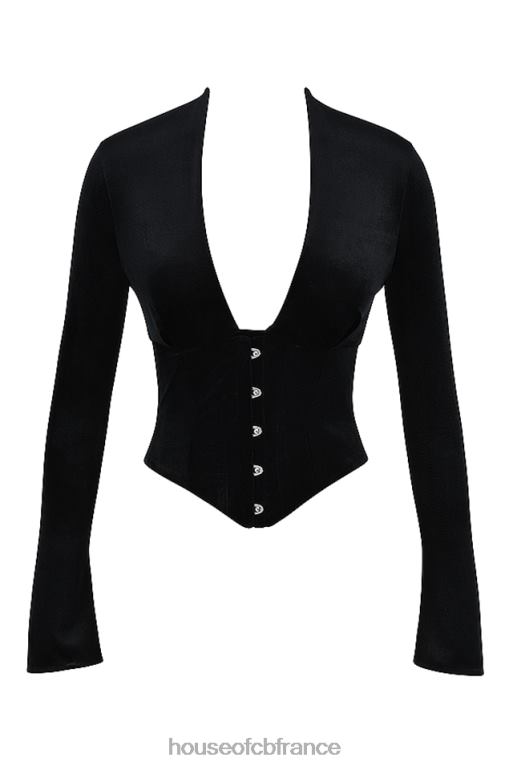 House of CB corset en velours noir leonora N888H33 vêtements