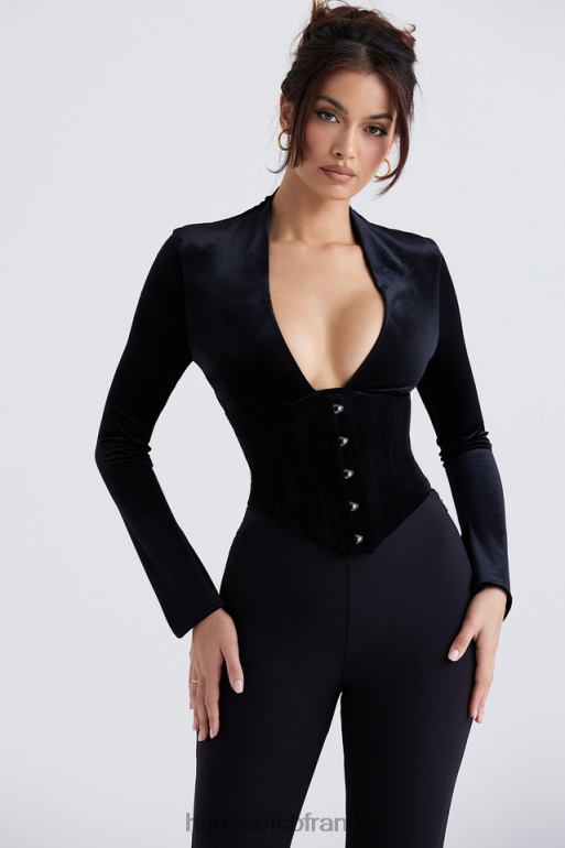House of CB corset en velours noir leonora N888H33 vêtements