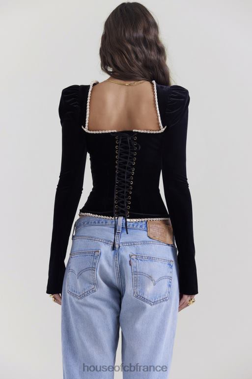 House of CB corset en velours noir noa N888H3 vêtements