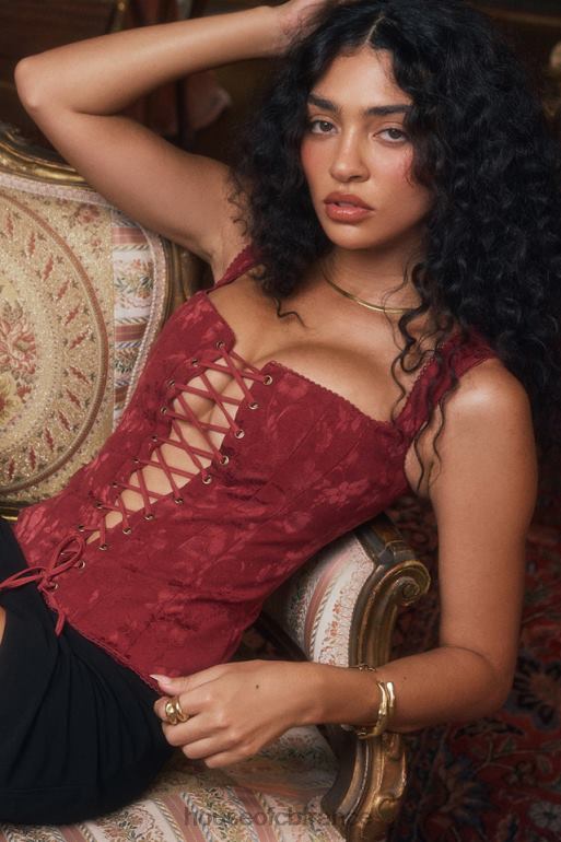 House of CB corset fleuri paris merlot N888H7 vêtements