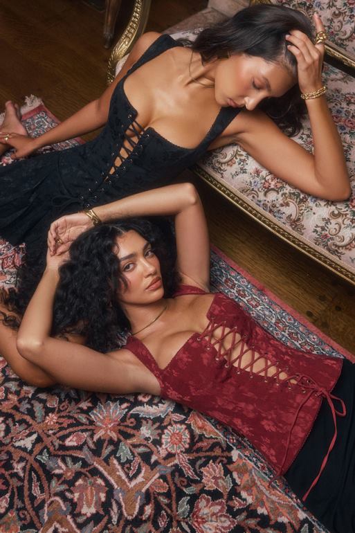 House of CB corset fleuri paris merlot N888H7 vêtements