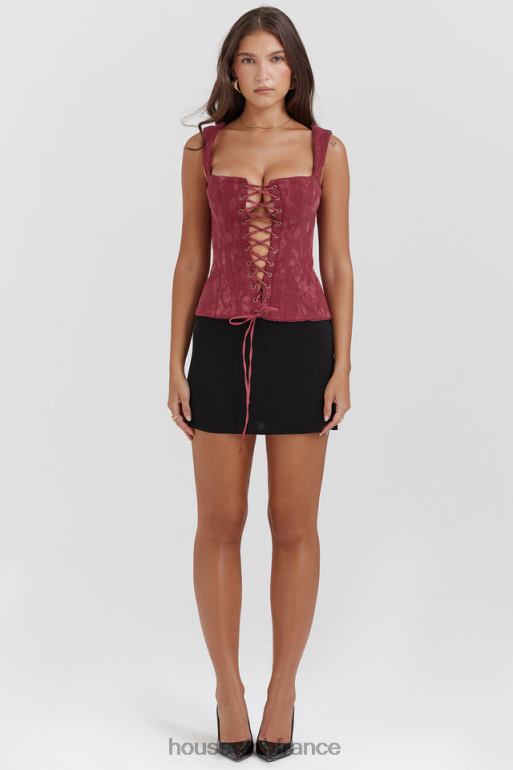 House of CB corset fleuri paris merlot N888H7 vêtements