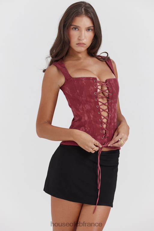 House of CB corset fleuri paris merlot N888H7 vêtements