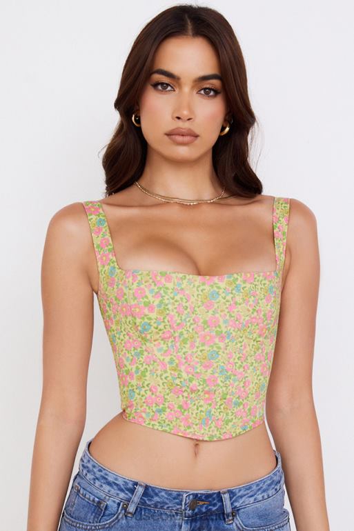 House of CB corset fleuri vintage coquelicot N888H77 vêtements