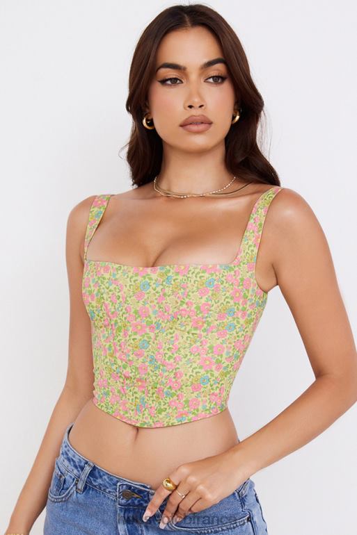 House of CB corset fleuri vintage coquelicot N888H77 vêtements