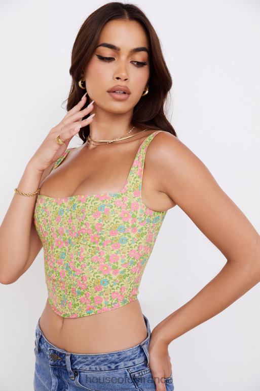 House of CB corset fleuri vintage coquelicot N888H77 vêtements