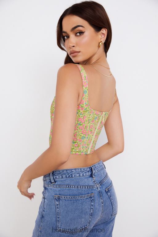 House of CB corset fleuri vintage coquelicot N888H77 vêtements
