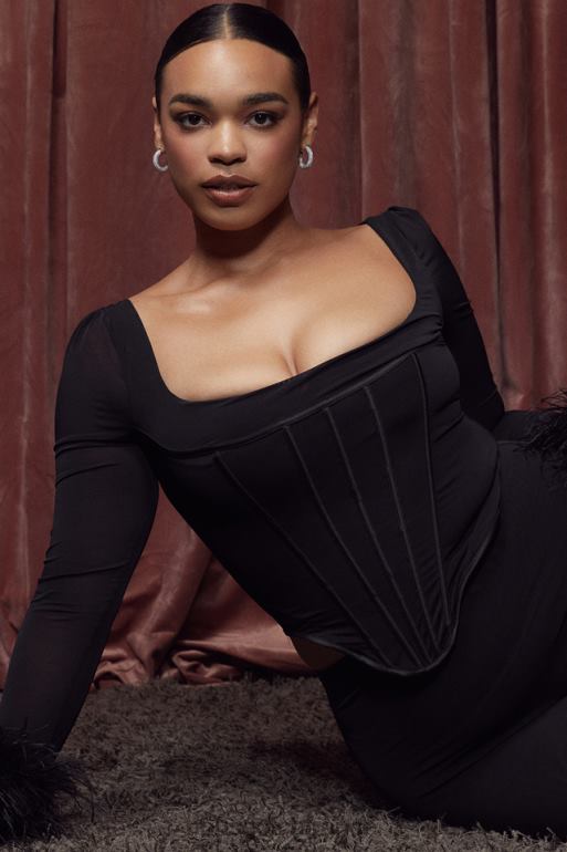 House of CB corset garni de maille noire Stella N888H70 vêtements