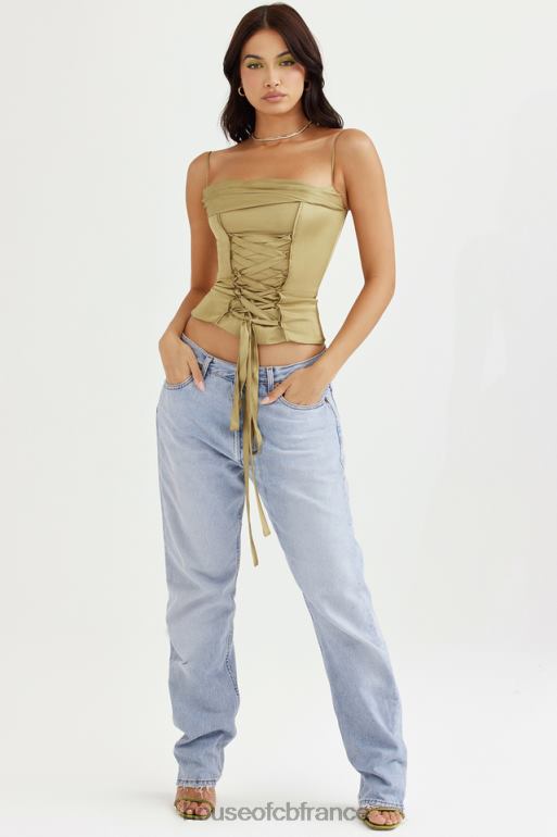 House of CB corset à lacets en satin olive letitia N888H58 vêtements