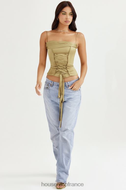 House of CB corset à lacets en satin olive letitia N888H58 vêtements