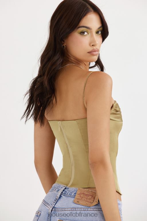 House of CB corset à lacets en satin olive letitia N888H58 vêtements