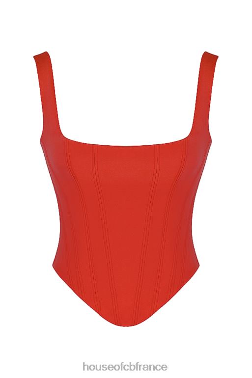House of CB corset long en satin écarlate Rafa N888H62 vêtements