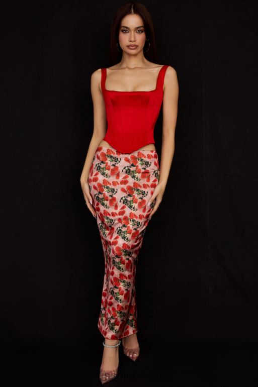 House of CB corset long en satin écarlate Rafa N888H62 vêtements