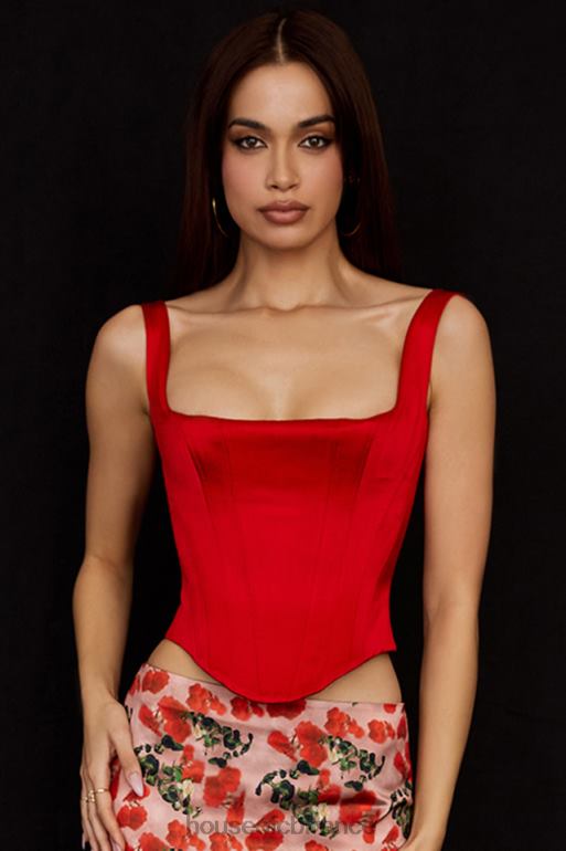 House of CB corset long en satin écarlate Rafa N888H62 vêtements