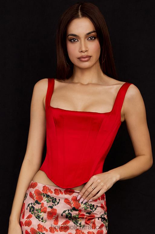 House of CB corset long en satin écarlate Rafa N888H62 vêtements