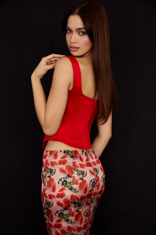 House of CB corset long en satin écarlate Rafa N888H62 vêtements