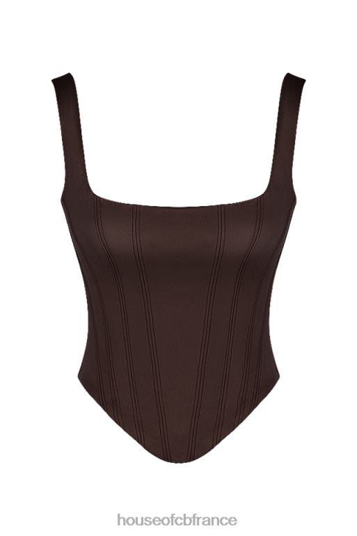 House of CB corset long en satin chocolat Rafa N888H61 vêtements