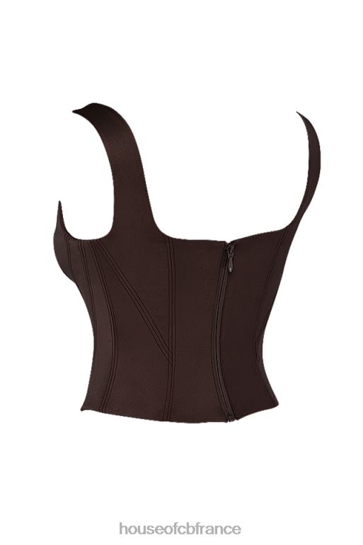 House of CB corset long en satin chocolat Rafa N888H61 vêtements