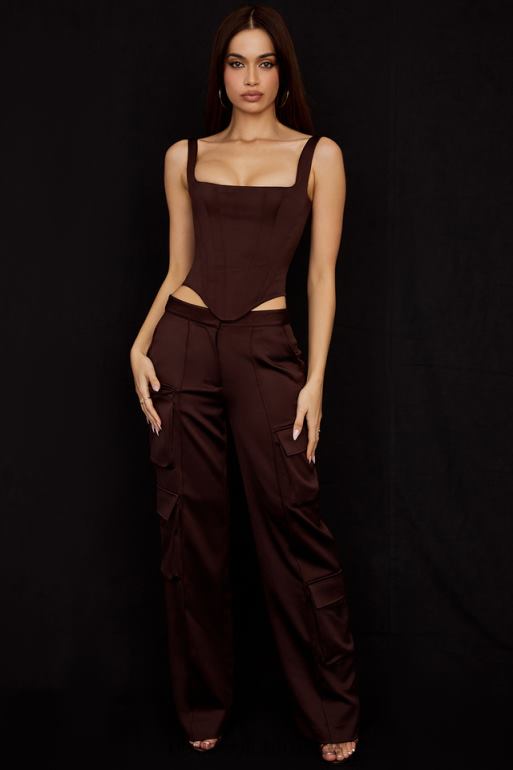 House of CB corset long en satin chocolat Rafa N888H61 vêtements