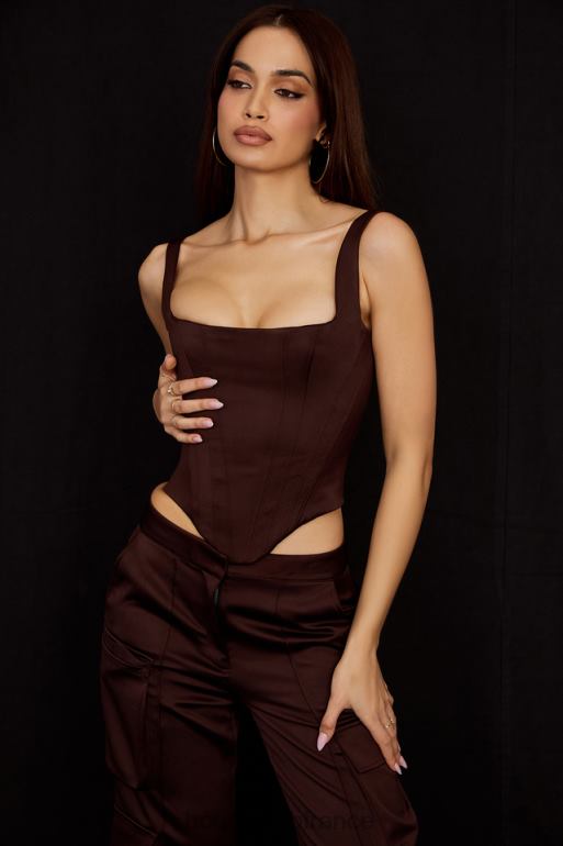 House of CB corset long en satin chocolat Rafa N888H61 vêtements