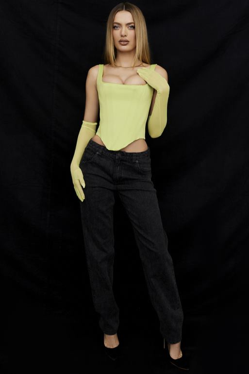 House of CB corset long en satin citron vert Rafa N888H69 vêtements