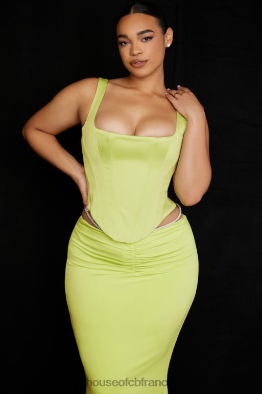 House of CB corset long en satin citron vert Rafa N888H69 vêtements