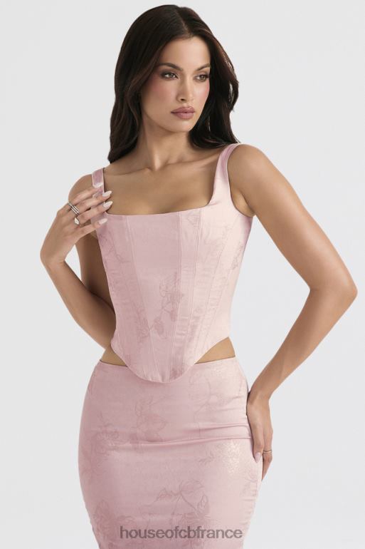 House of CB corset long en satin à fleurs rose Rafa N888H34 vêtements