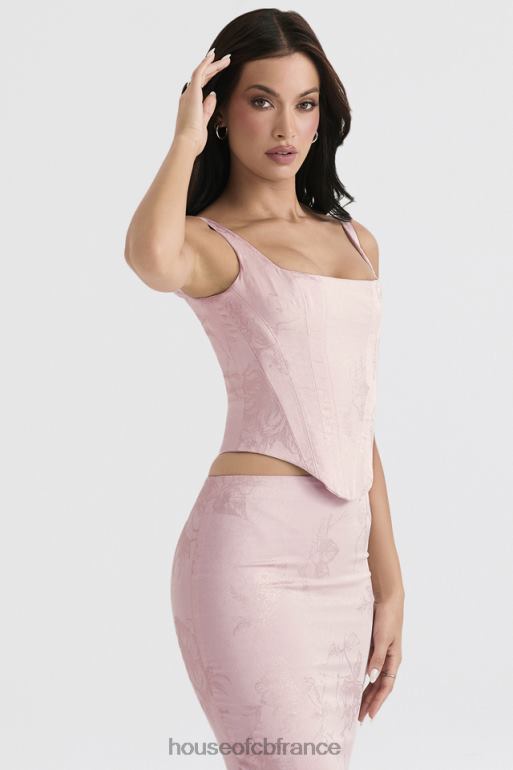 House of CB corset long en satin à fleurs rose Rafa N888H34 vêtements