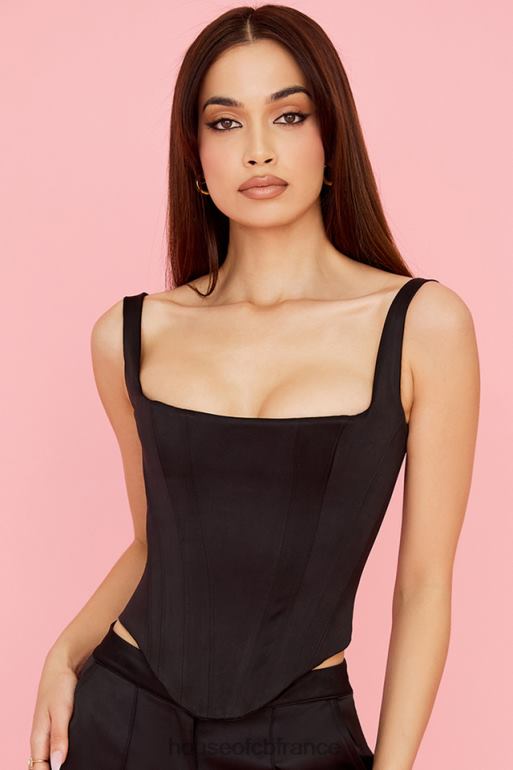 House of CB corset long en satin noir Rafa N888H63 vêtements