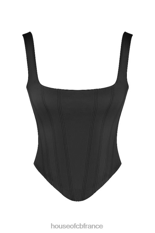 House of CB corset long en satin noir Rafa N888H63 vêtements