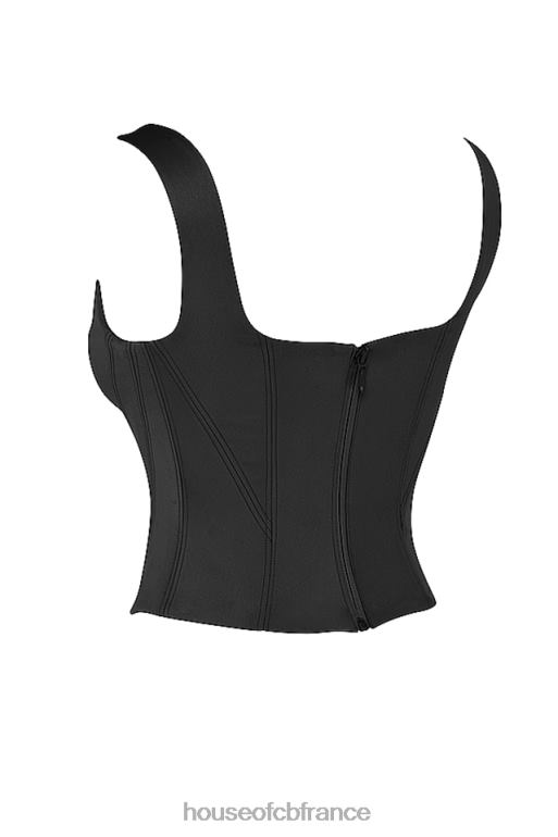 House of CB corset long en satin noir Rafa N888H63 vêtements